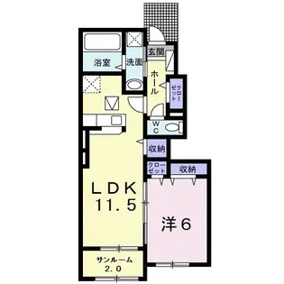 プラティーヌ・アン【1階】の間取り