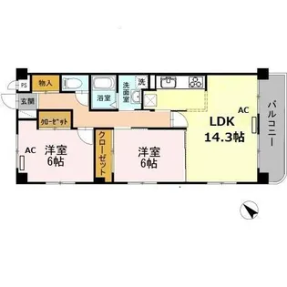 サニーコート神領【4階】の間取り