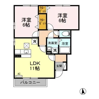 グリーン・リーフ熊倉 B【1階】の間取り