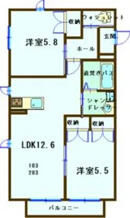 エスポワールB【2階】の間取り
