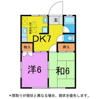 コーポみのわ【102号室】の間取り