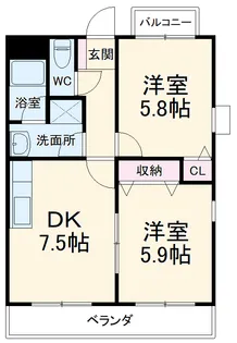 セントラルハイツ野瀬 EAST【2階】の間取り