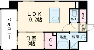 リアンシエルブルーJR香椎【1006号室】の間取り