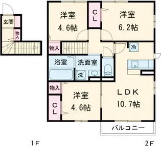 フェリーチェⅠ【2階】の間取り