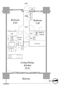 レーベン八王子MARK GATE【1005号室】の間取り