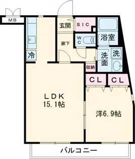 サンフラット【3A号室】の間取り