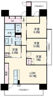 プレサンスロジェ豊田CL【1302号室】の間取り