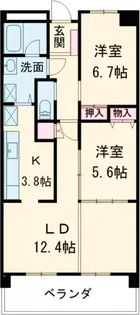 三向ハイツ元今泉【6階】の間取り