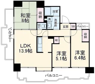 インシュランスビルディングⅨ船橋【3階】の間取り