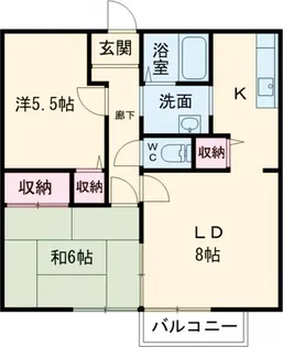 ラウンドフィールド霞B【1階】の間取り