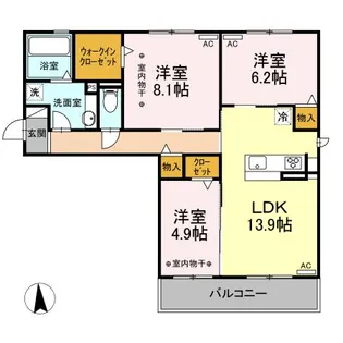 グリシーヌ【2階】の間取り