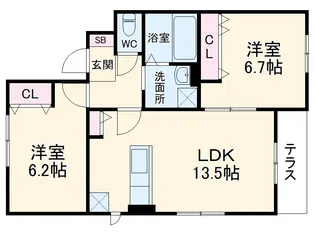 プランドール刀根山【2階】の間取り