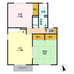 コスモスハイム Ⅰ【2階】の間取り