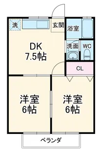 コーポラスエビナA【2階】の間取り
