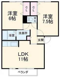 パークサイド西船A【3階】の間取り