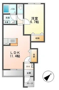 リバレイン【1階】の間取り