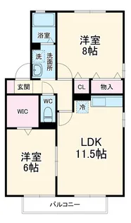 ヒカルサ甲府国母 サウス【2階】の間取り