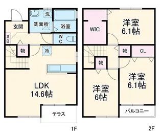 ドエルコート里吉C【101号室】の間取り