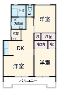 汲沢西団地1号棟【5階】の間取り