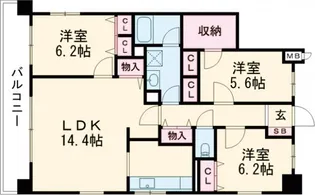 スパシオ・コモド平尾【401号室】の間取り