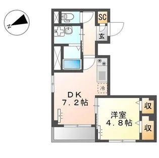 トレインサイド塚本【401号室】の間取り