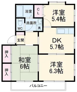 ドミール城山Ⅲ【1階】の間取り