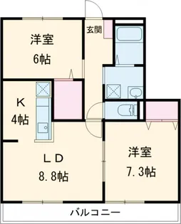 オーク・フルール B【3階】の間取り