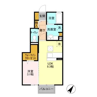 グリーンコートけやきE【1階】の間取り