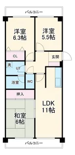 ライオンズマンション杁中ガーデン【D318号室】の間取り