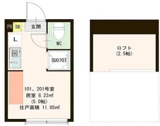 プランドール志茂【1階】の間取り