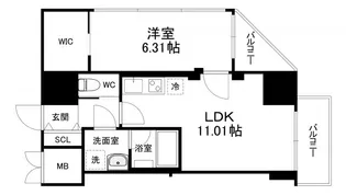 Vinoプレジオ本町【12階】の間取り