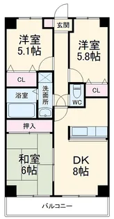 セジュールコート【5階】の間取り