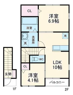 アムールフレグランスムーン【202号室】の間取り