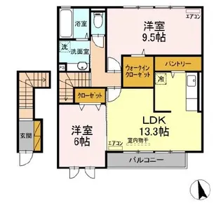 シュタットみどりの D【2階】の間取り