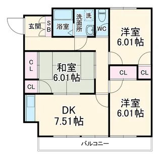 サンパレス池ヶ谷【203号室】の間取り