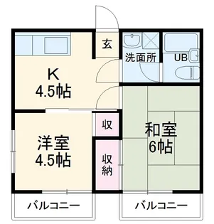 フラワーハイムMINAMI【201号室】の間取り
