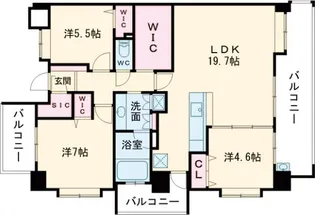 アクタス博多グランミライ【401号室】の間取り