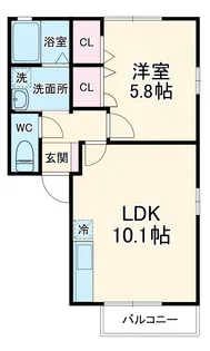 ベルドミールC【202号室】の間取り