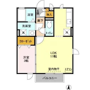 ラフィネ・タウン Ⅱ【2階】の間取り