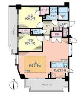 グランシティ八王子北野【6階】の間取り