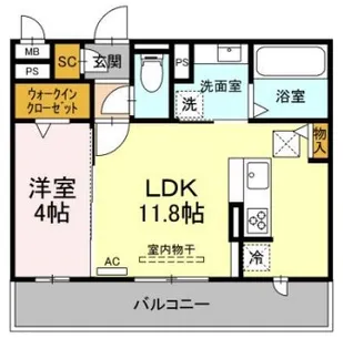 Dースクエア牛田【2階】の間取り