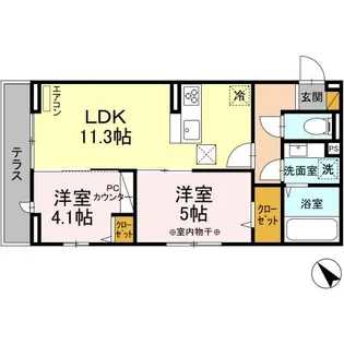 WEST ラビ【1階】の間取り