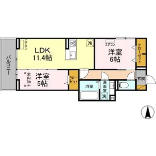 NOBLE FERRO B棟【2階】の間取り