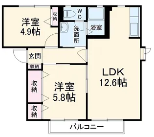 オークヴィラC【1階】の間取り
