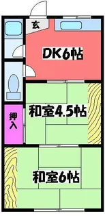 オクノハイツA棟【A203号室】の間取り