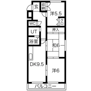 パレスウイング【401号室】の間取り