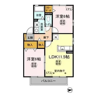 ヴィラ エスペランサ A【2階】の間取り