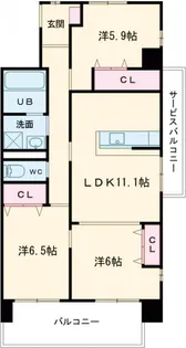 ヴィラージュエクセラン【6階】の間取り