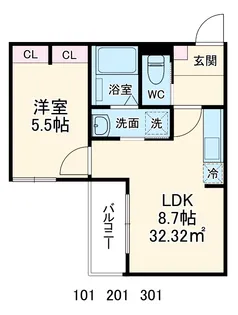 レイヴン越ヶ谷本町【3階】の間取り