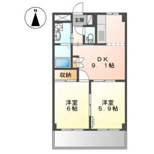 リヴィエール宮前【105号室】の間取り